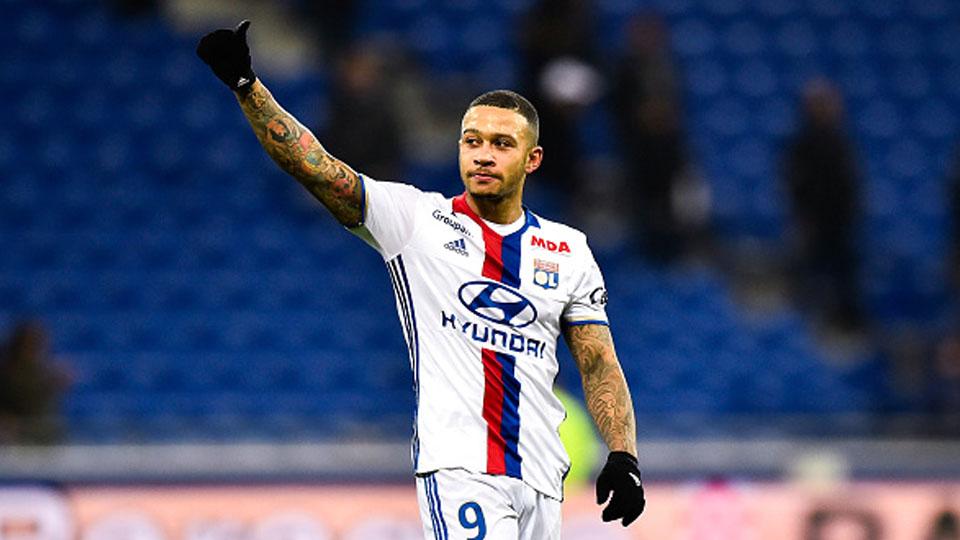 Memphis Depay pada laga saat melawan AS Nancy di Stade de Gerland, Prancis. - INDOSPORT